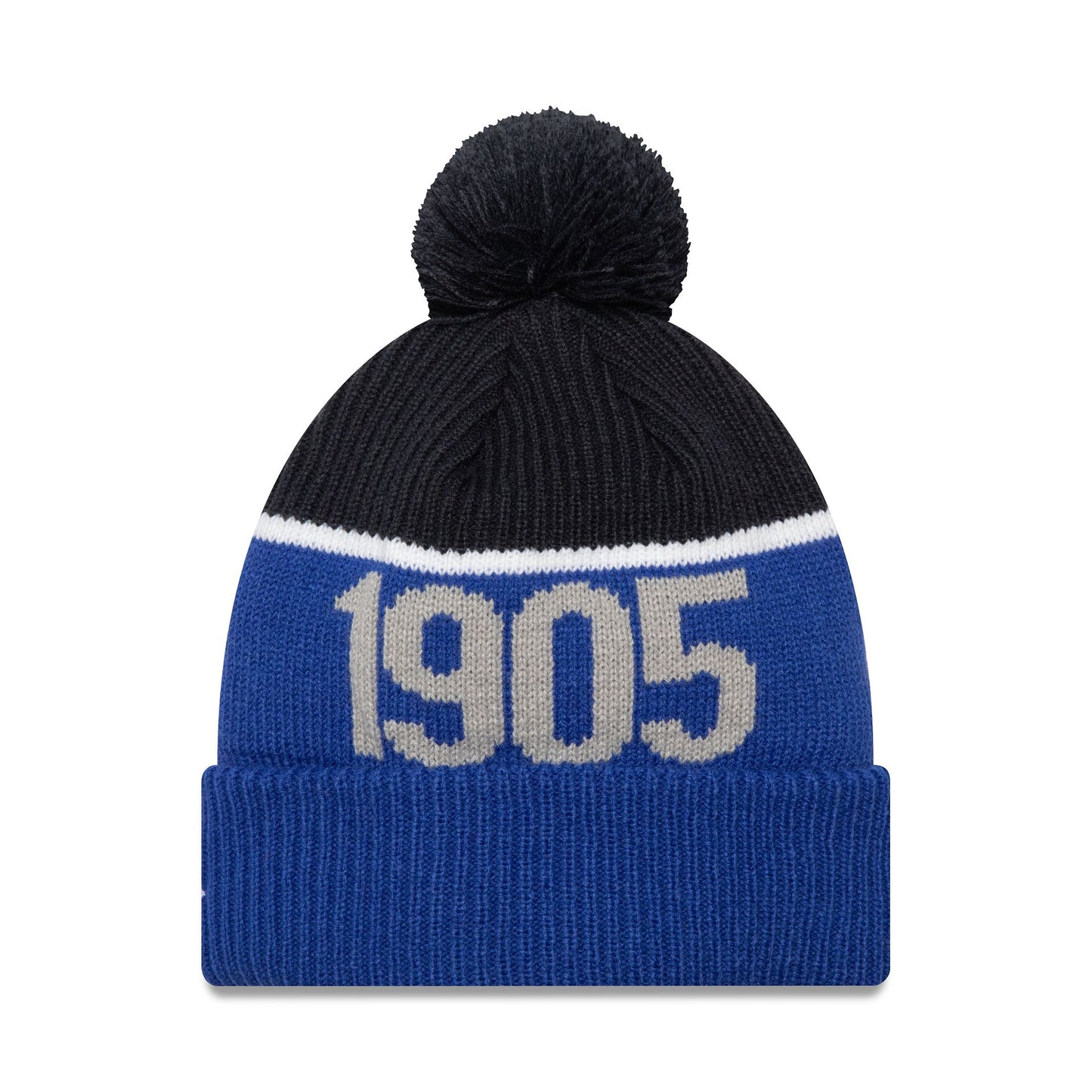 This is a Chelsea FC Lion Crest Sport Blue Bobble Knit Beanie Hat 2