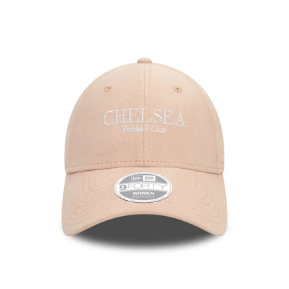 This is a Chelsea FC Wordmark Womens Faux Suede Pastel Pink 9FORTY Adjustable Cap 3