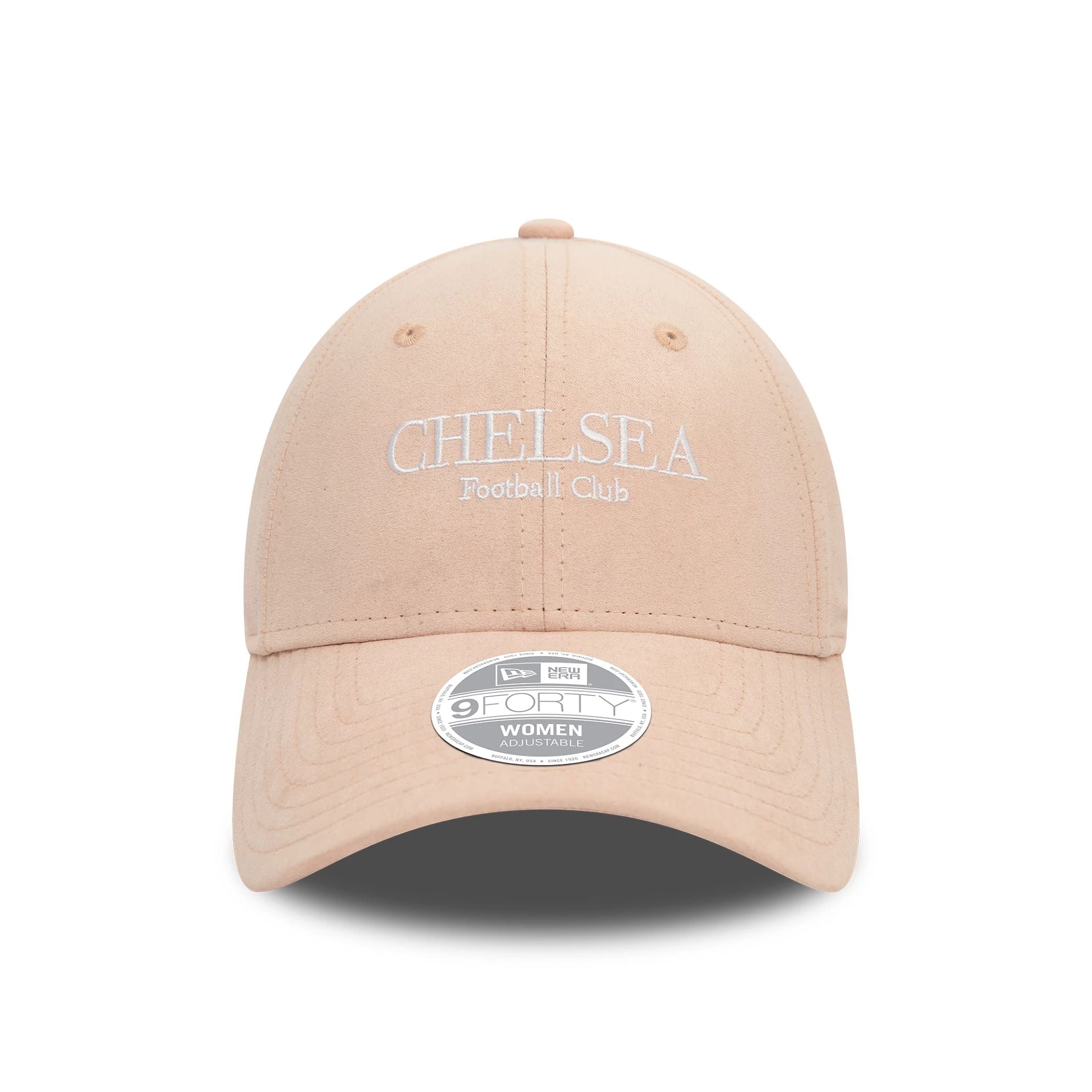 This is a Chelsea FC Wordmark Womens Faux Suede Pastel Pink 9FORTY Adjustable Cap 3