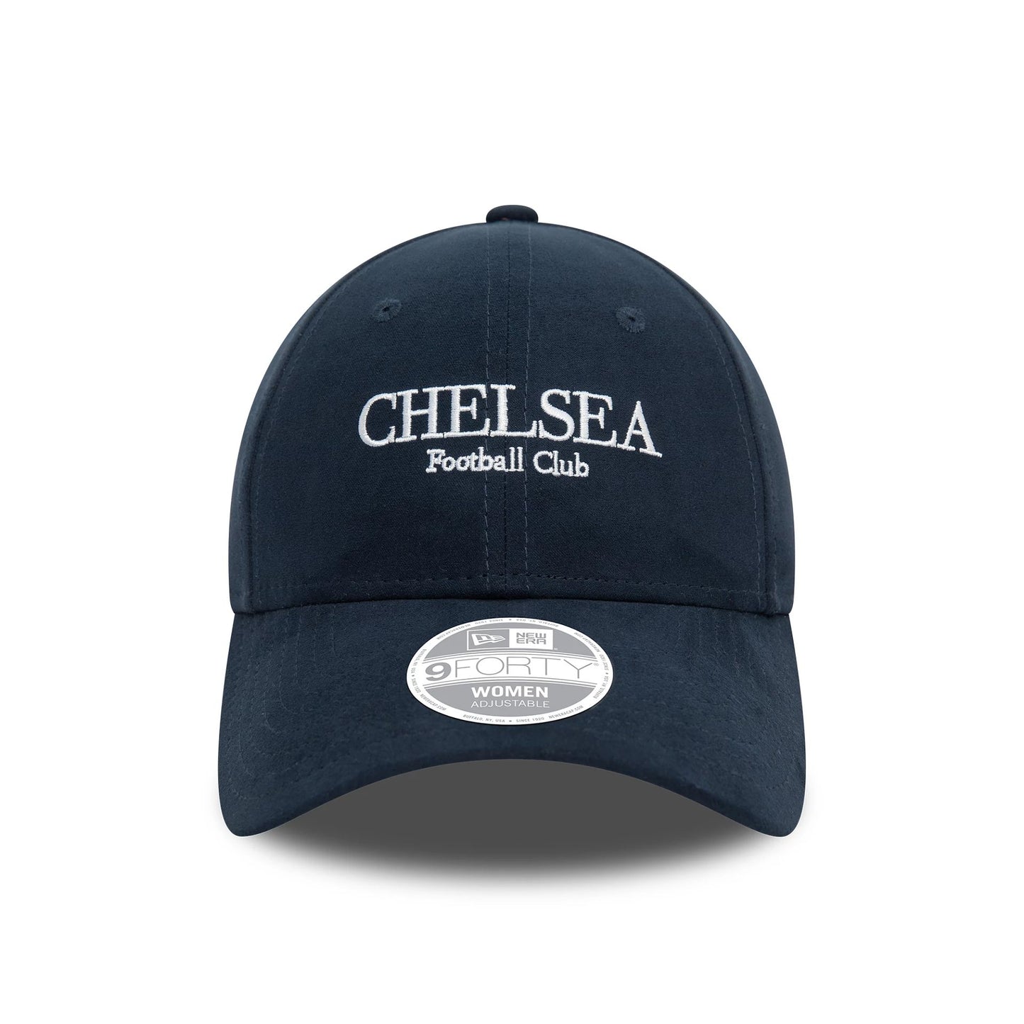 This is a Chelsea FC Wordmark Womens Suede Navy 9FORTY Adjustable Cap 3