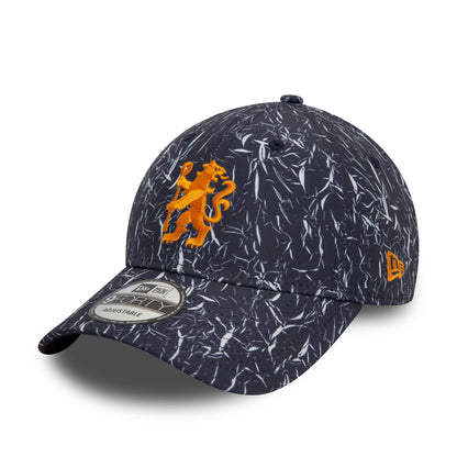 This is a Chelsea FC Lion Crest Crinkle All Over Print Navy 9FORTY Adjustable Cap 4