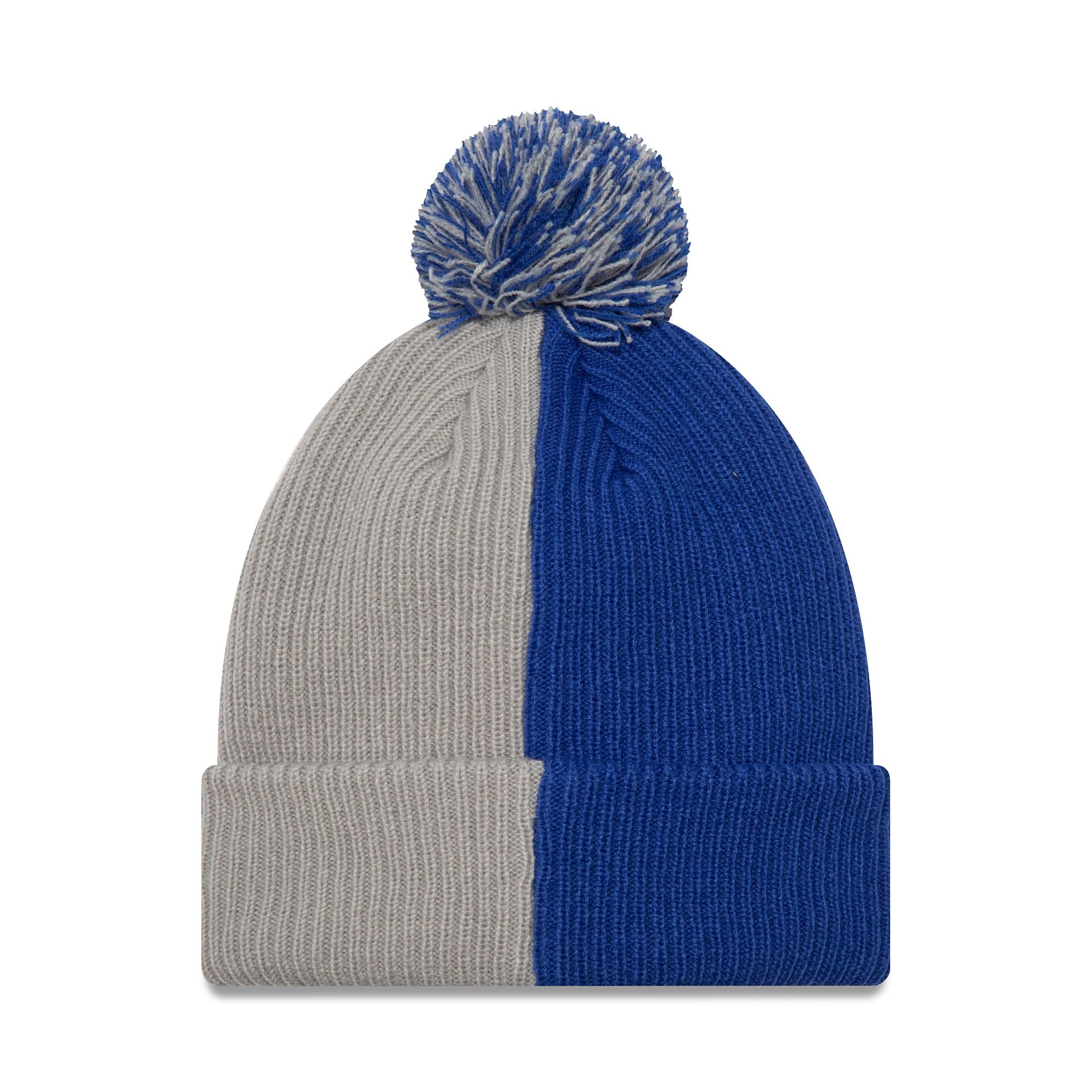 This is a Chelsea FC Lion Crest Colour Block Blue Bobble Knit Beanie Hat 2