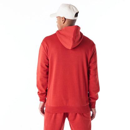 The Male model is wearing New York Yankees League Essential Red Oversized Pullover Hoodie 4