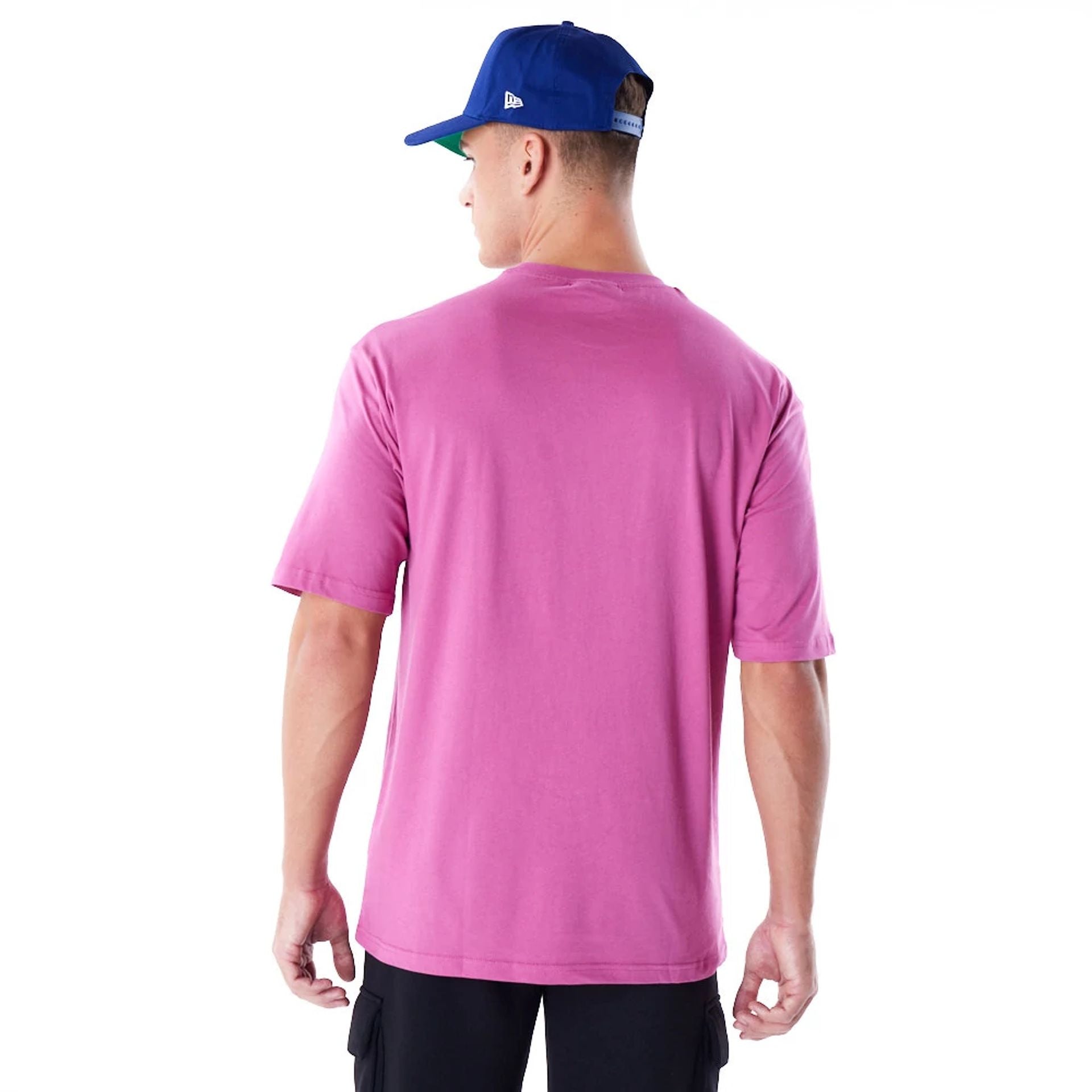 The Male model is wearing LA Dodgers MLB Food Graphic Purple Oversized T-Shirt 5