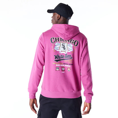 The Male model is wearing Chicago White Sox MLB Badge Graphic Purple Pullover Hoodie 3