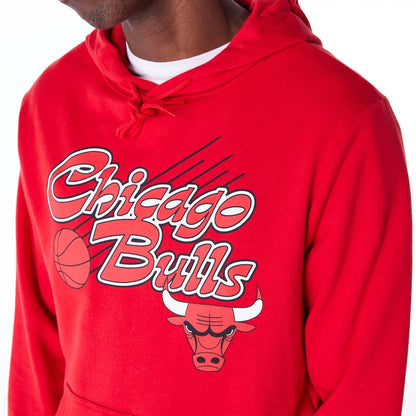 The Male model is wearing Chicago Bulls Script Red Pullover Hoodie 5