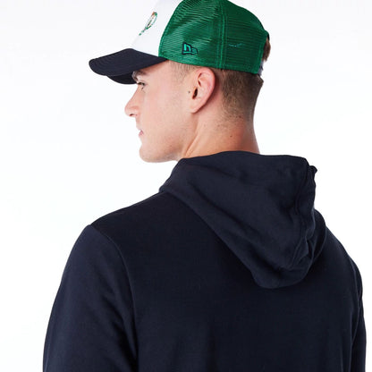 The Male model is wearing Boston Celtics Script Black Pullover Hoodie 3