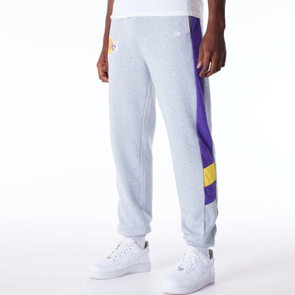 The Male model is wearing LA Lakers NBA Panel Grey Fleece Joggers  6