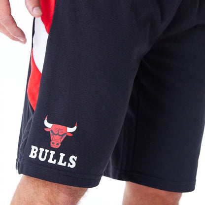 The Male model is wearing Chicago Bulls NBA Panel Black Oversized Shorts 3