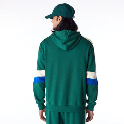 The Male model is wearing Milwaukee Bucks Colour Block Dark Green Pullover Hoodie 4