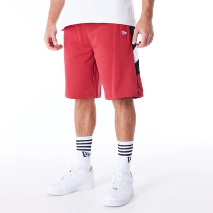 The Male model is wearing Miami Heat NBA Panel Dark Red Oversized Shorts 2