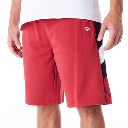 The Male model is wearing Miami Heat NBA Panel Dark Red Oversized Shorts 6