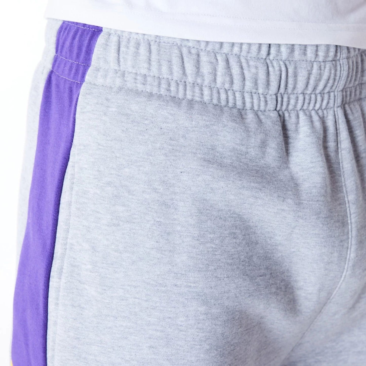 The Male model is wearing LA Lakers NBA Panel Grey Oversized Shorts 2