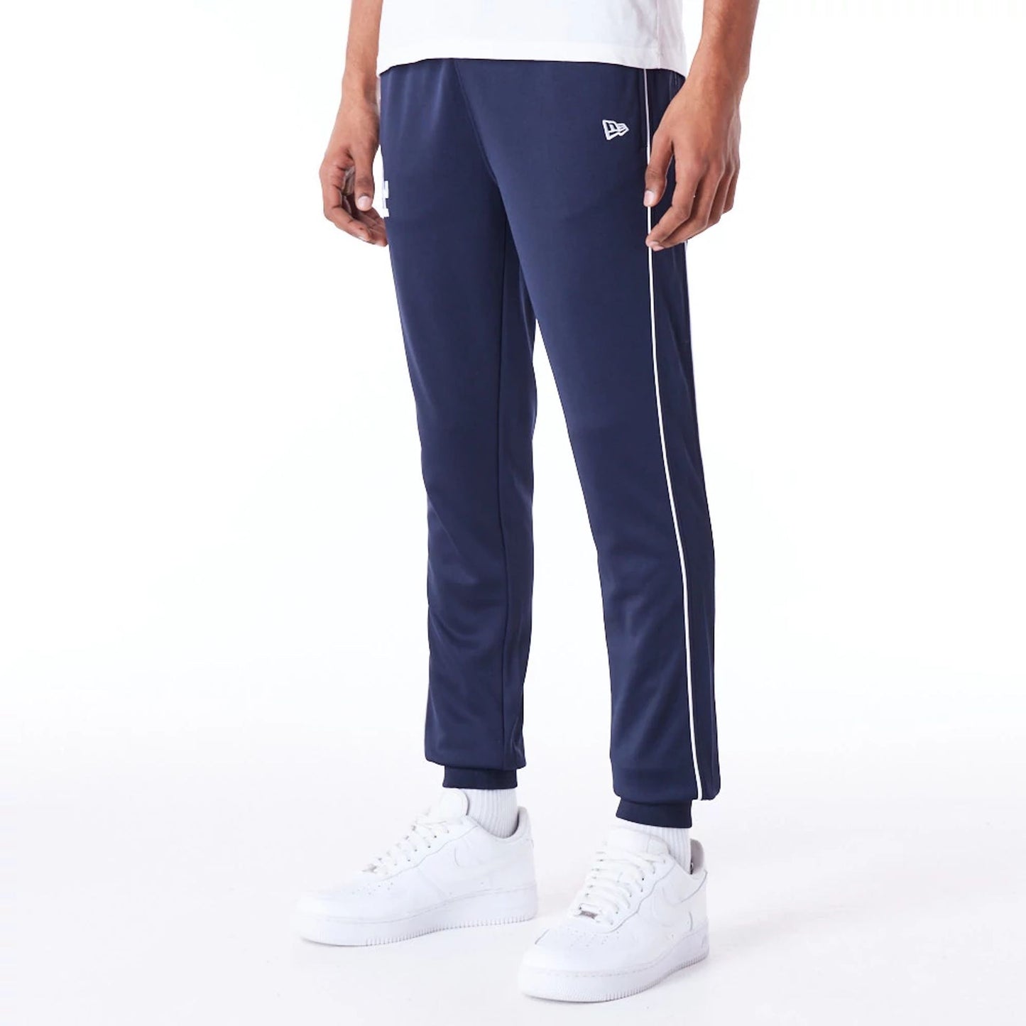 The Male model is wearing LA Dodgers MLB Track Pant Dark Blue Fleece Track Joggers 8