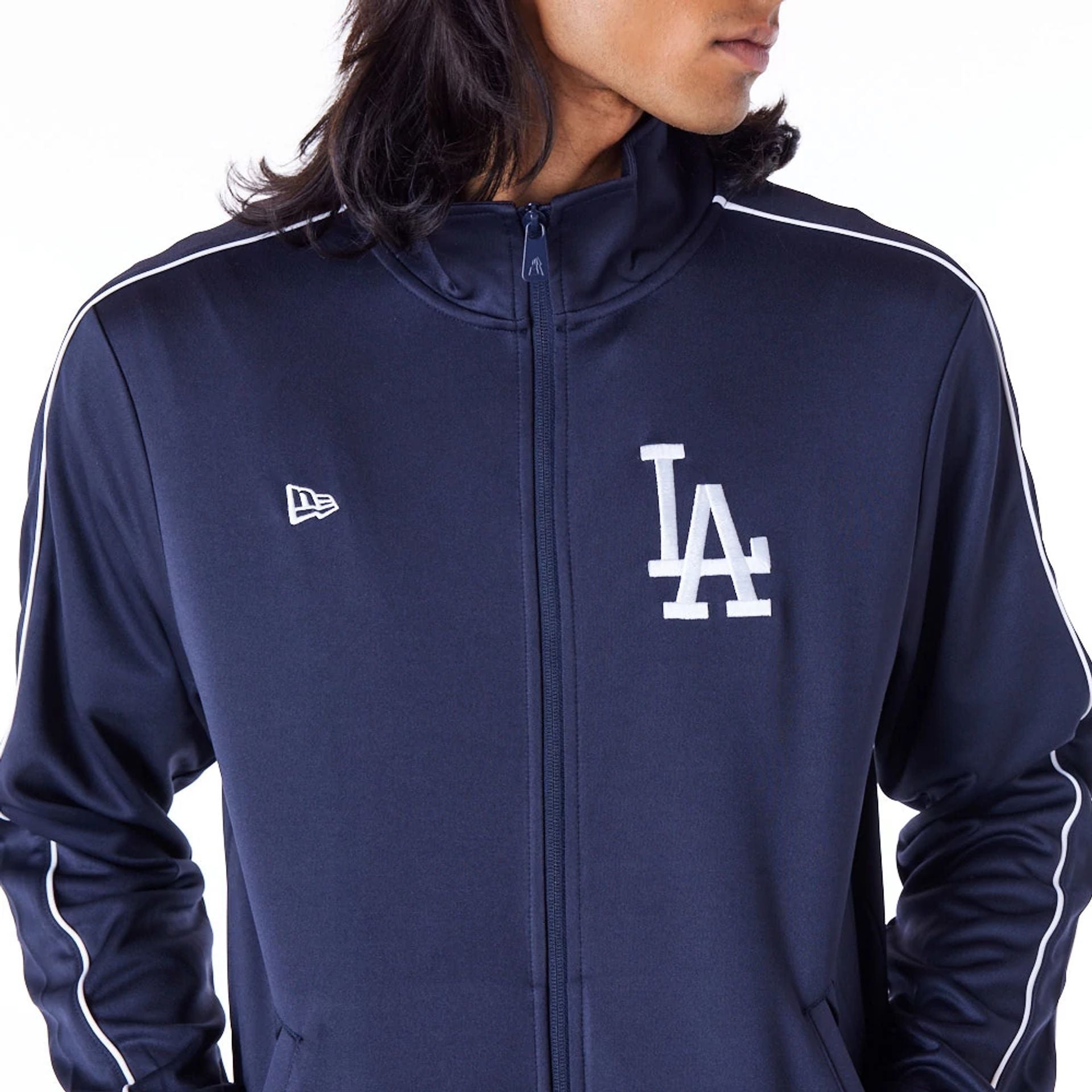 The Male model is wearing LA Dodgers MLB Track Top Dark Blue Track Jacket 9