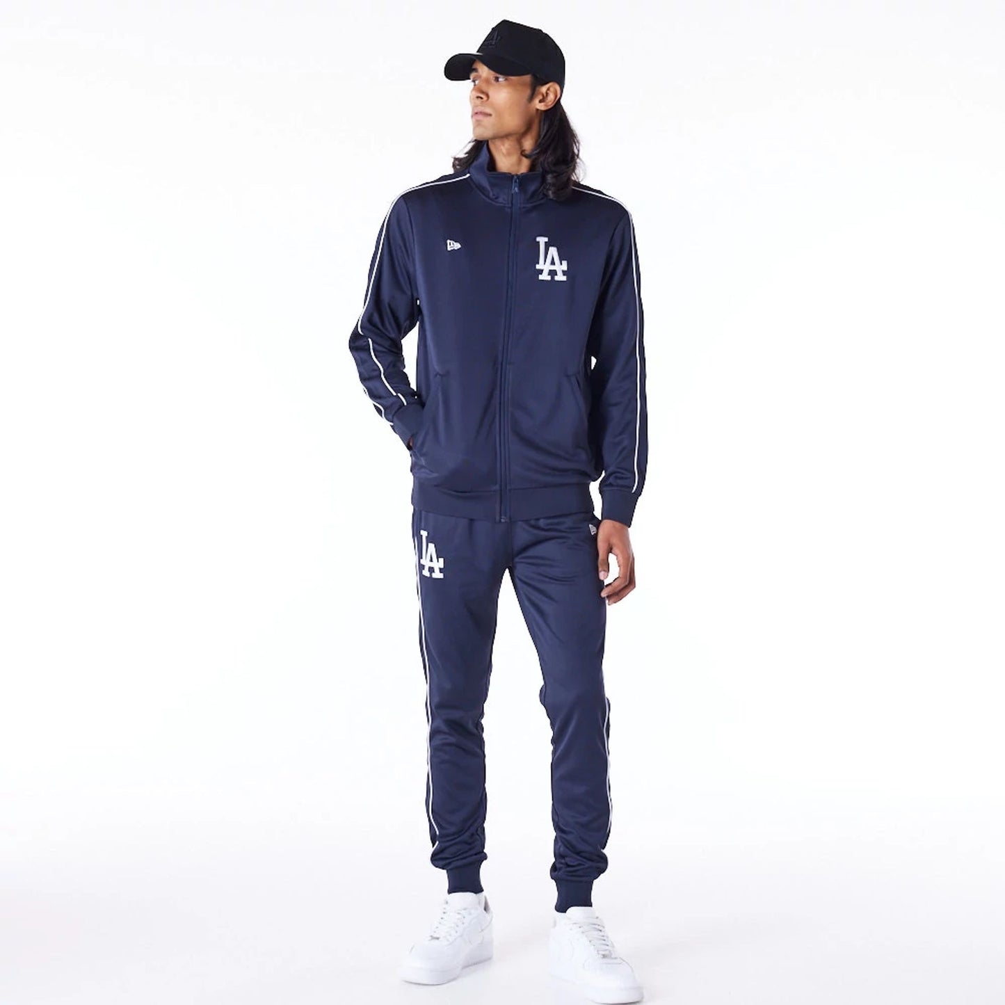 The Male model is wearing LA Dodgers MLB Track Top Dark Blue Track Jacket 4