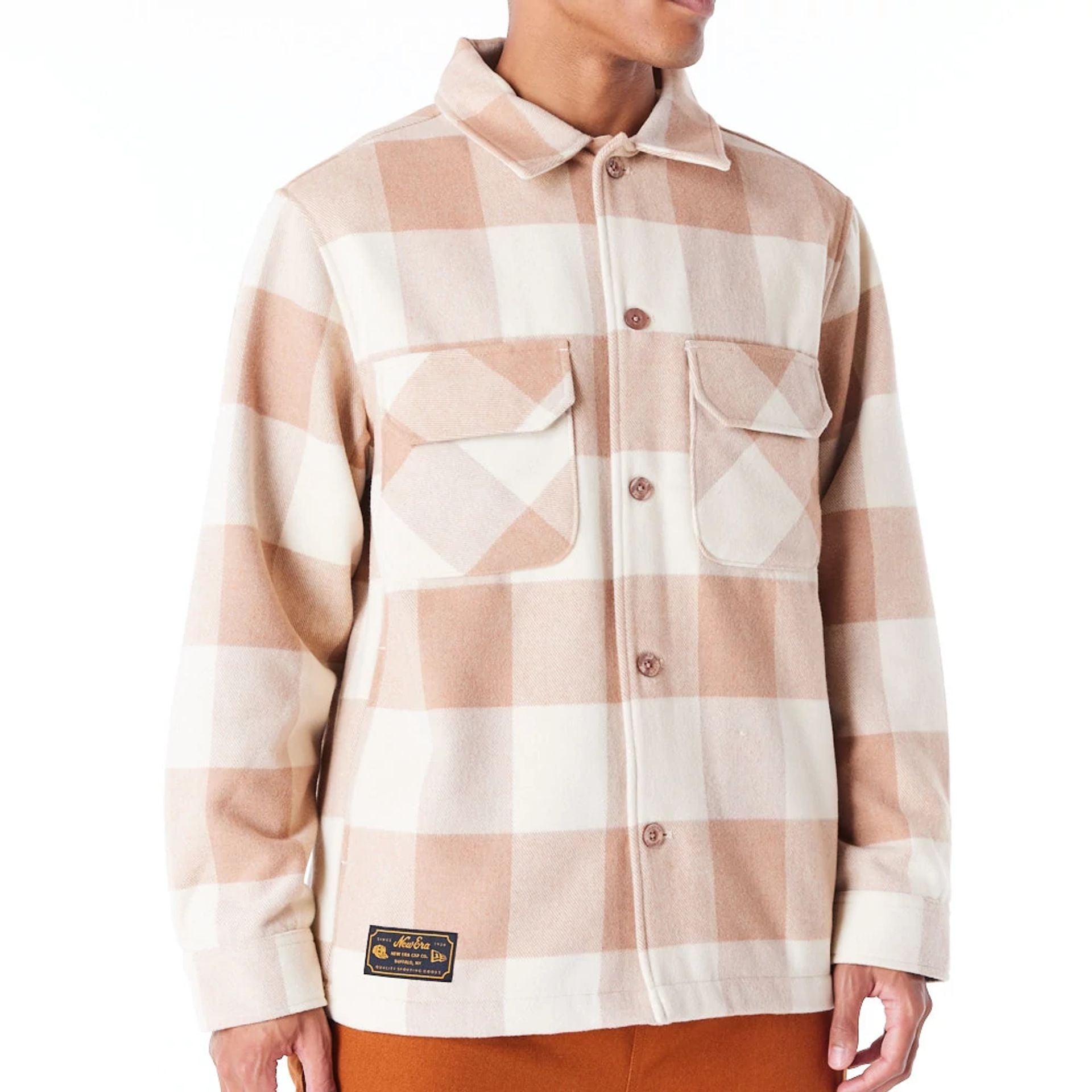 The Male model is wearing New Era Beige Shacket 8