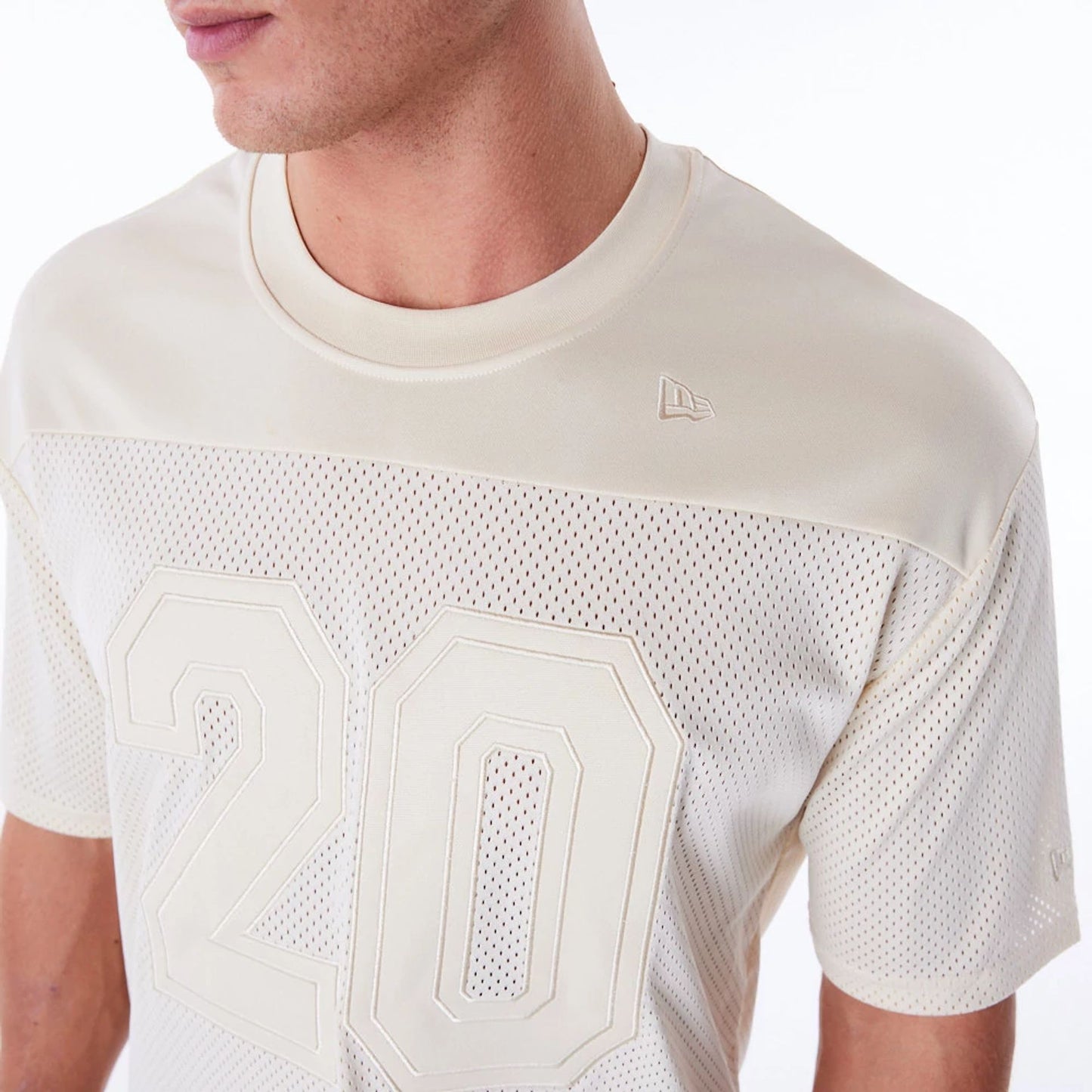 The Male model is wearing New Era Mesh Stone Jersey 5