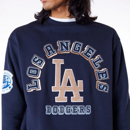 The Male model is wearing LA Dodgers World Series Navy Oversized Fleece Top  6