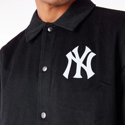 The Male model is wearing New York Yankees MLB Black Wool Coach Jacket 9