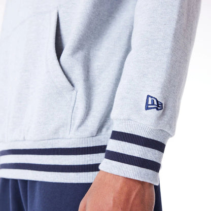 The Male model is wearing LA Dodgers MLB Rib Infill Grey Oversized Pullover Hoodie 8