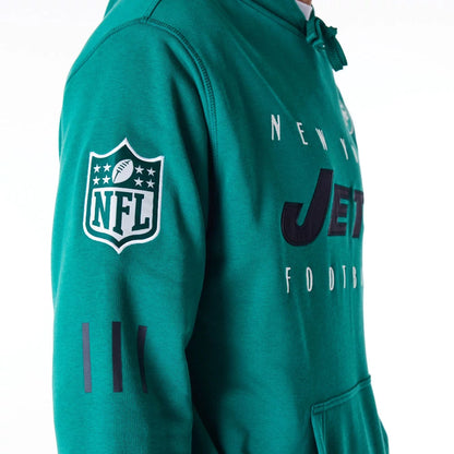 The Male model is wearing New York Jets NFL Patch Green Oversized Pullover Hoodie 6