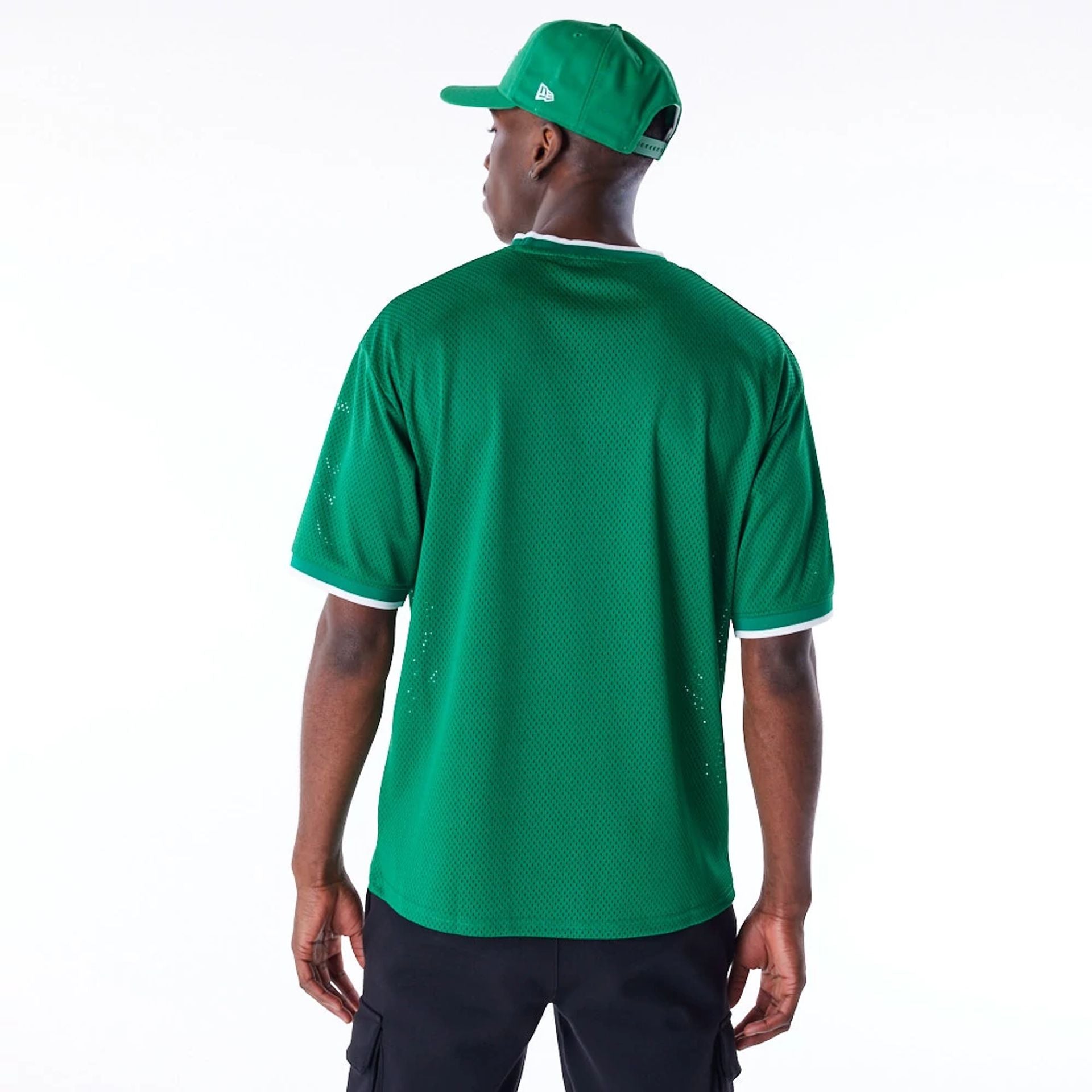 The Male model is wearing New York Jets NFL Mesh Green Oversized T-Shirt 2