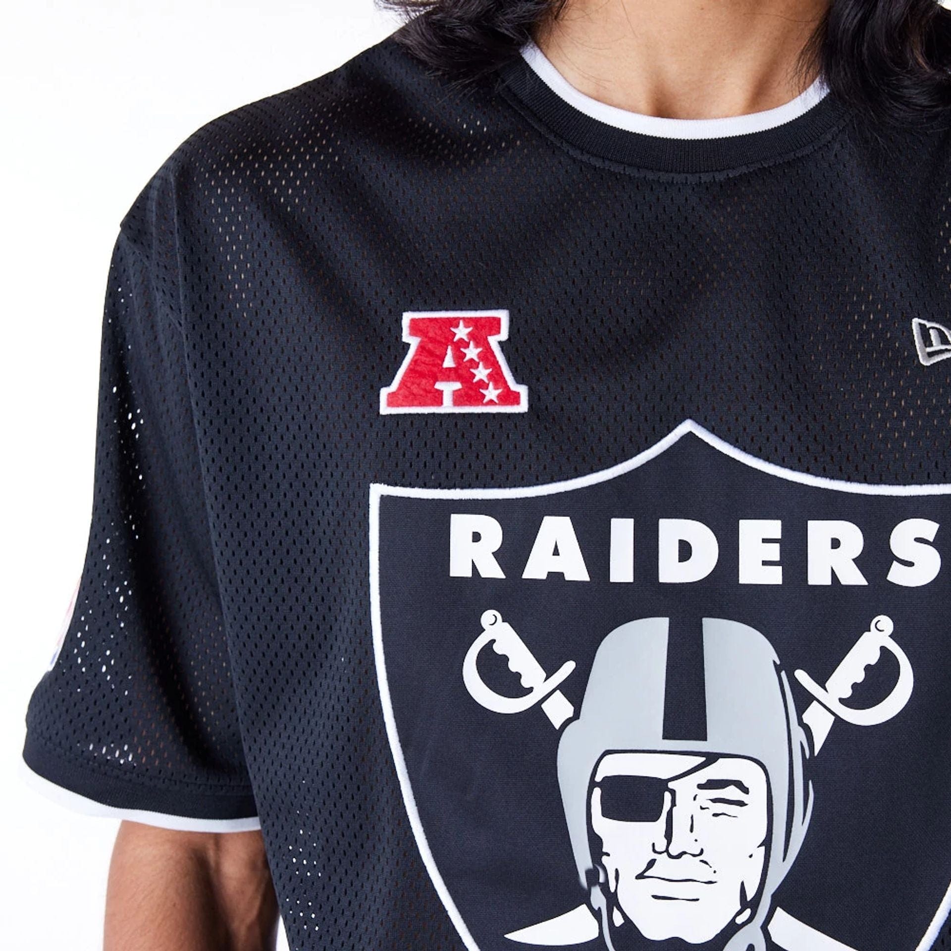 Las Vegas Raiders NFL Mesh Black Oversized T Shirt New Era Cap UK
