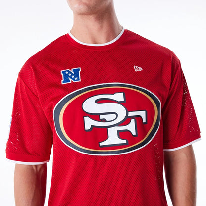 The Male model is wearing San Francisco 49ers NFL Mesh Red Oversized T-Shirt 8