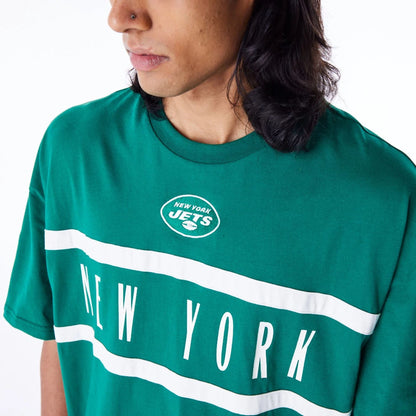 The Male model is wearing New York Jets NFL Drop Shoulder Green Drop Shoulder T-Shirt 3