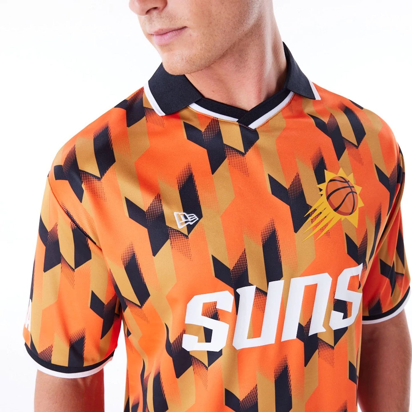 The Male model is wearing Phoenix Suns NBA Soccer Orange T-Shirt 6