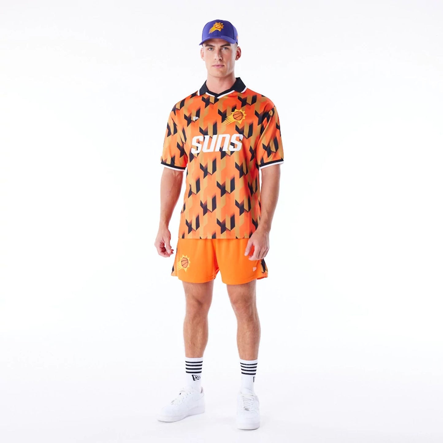 The Male model is wearing Phoenix Suns NBA Soccer Orange T-Shirt 7