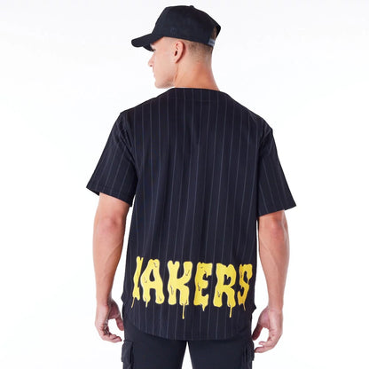 The Male model is wearing LA Lakers NBA Graphic Black Jersey 5