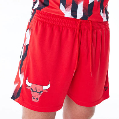 The Male model is wearing Chicago Bulls NBA Soccer Red Short Shorts 1