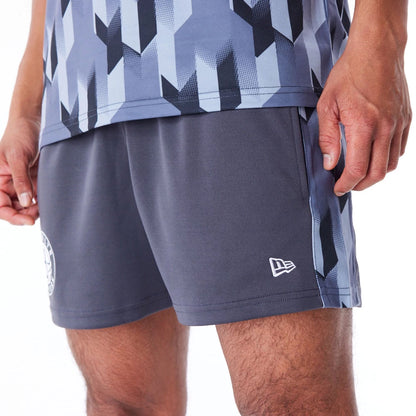 The Male model is wearing Brooklyn Nets NBA Soccer Dark Grey Short Shorts 7