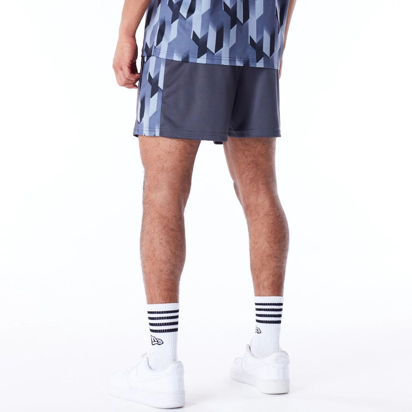 The Male model is wearing Brooklyn Nets NBA Soccer Dark Grey Short Shorts 5