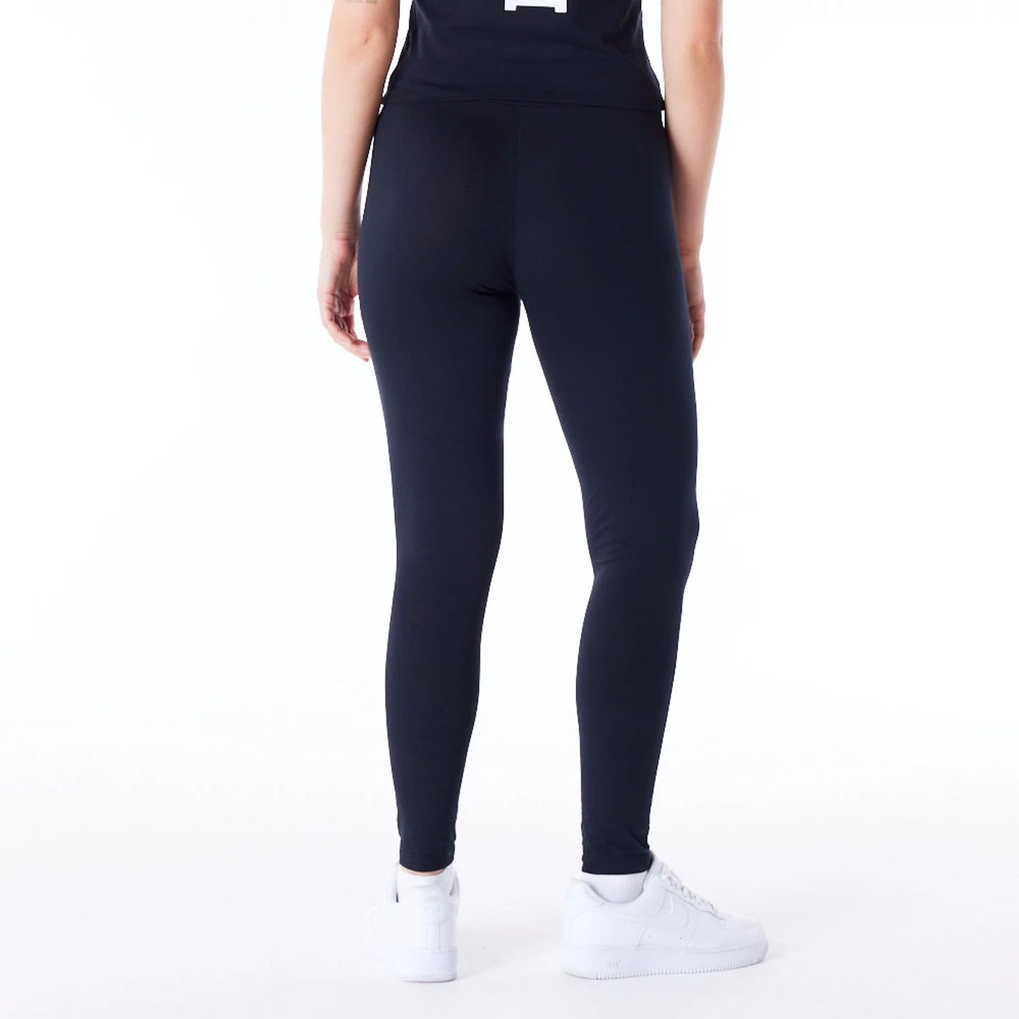 The Female model is wearing Chicago Bulls Womens NBA Team Logo Black Leggings 6