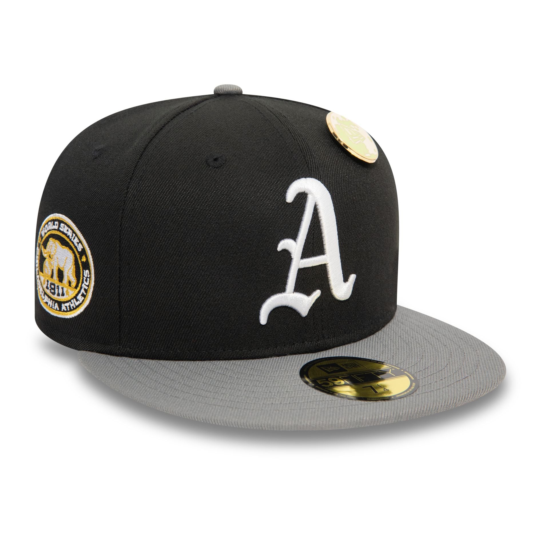 This is a Oakland Athletics MLB Contrast Pin Black 59FIFTY Fitted Cap 1