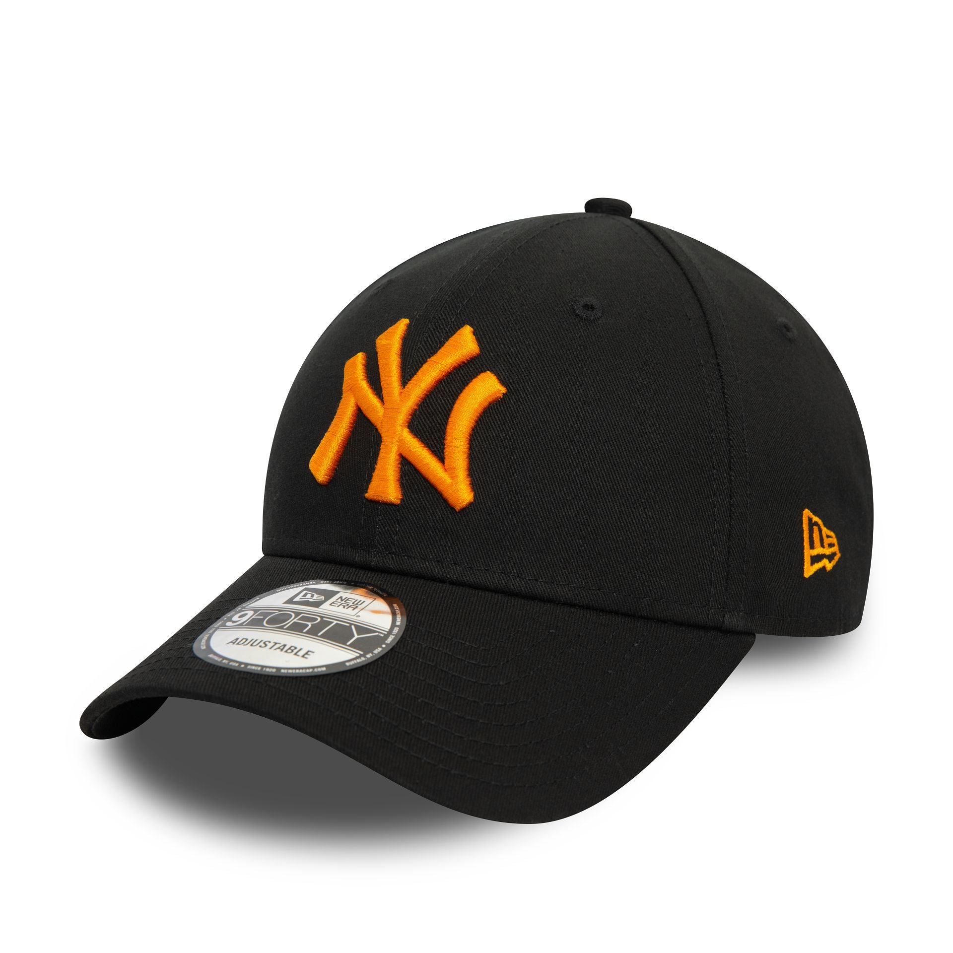 This is a New York Yankees League Essential Black and Orange 9FORTY Adjustable Cap 1