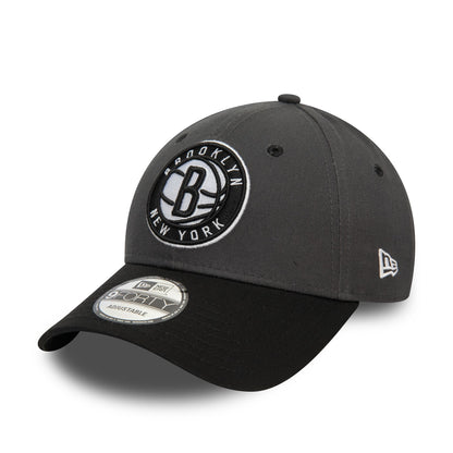 This is a Brooklyn Nets NBA Side Patch Dark Grey 9FORTY Adjustable Cap 1