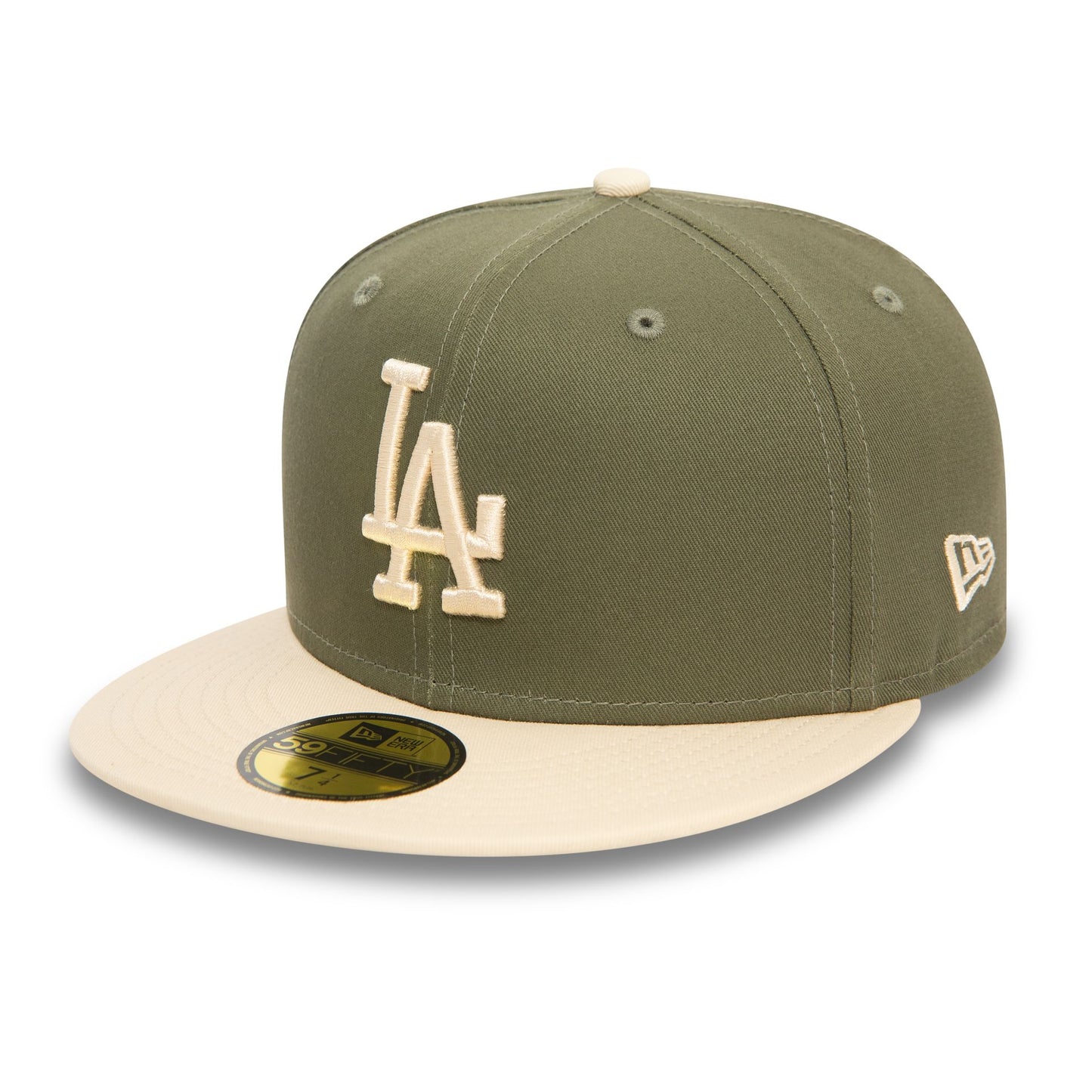 This is a LA Dodgers MLB Side Patch Khaki 59FIFTY Fitted Cap 1