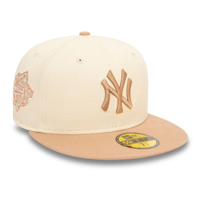 This is a New York Yankees MLB Side Patch Light Beige 59FIFTY Fitted Cap 3