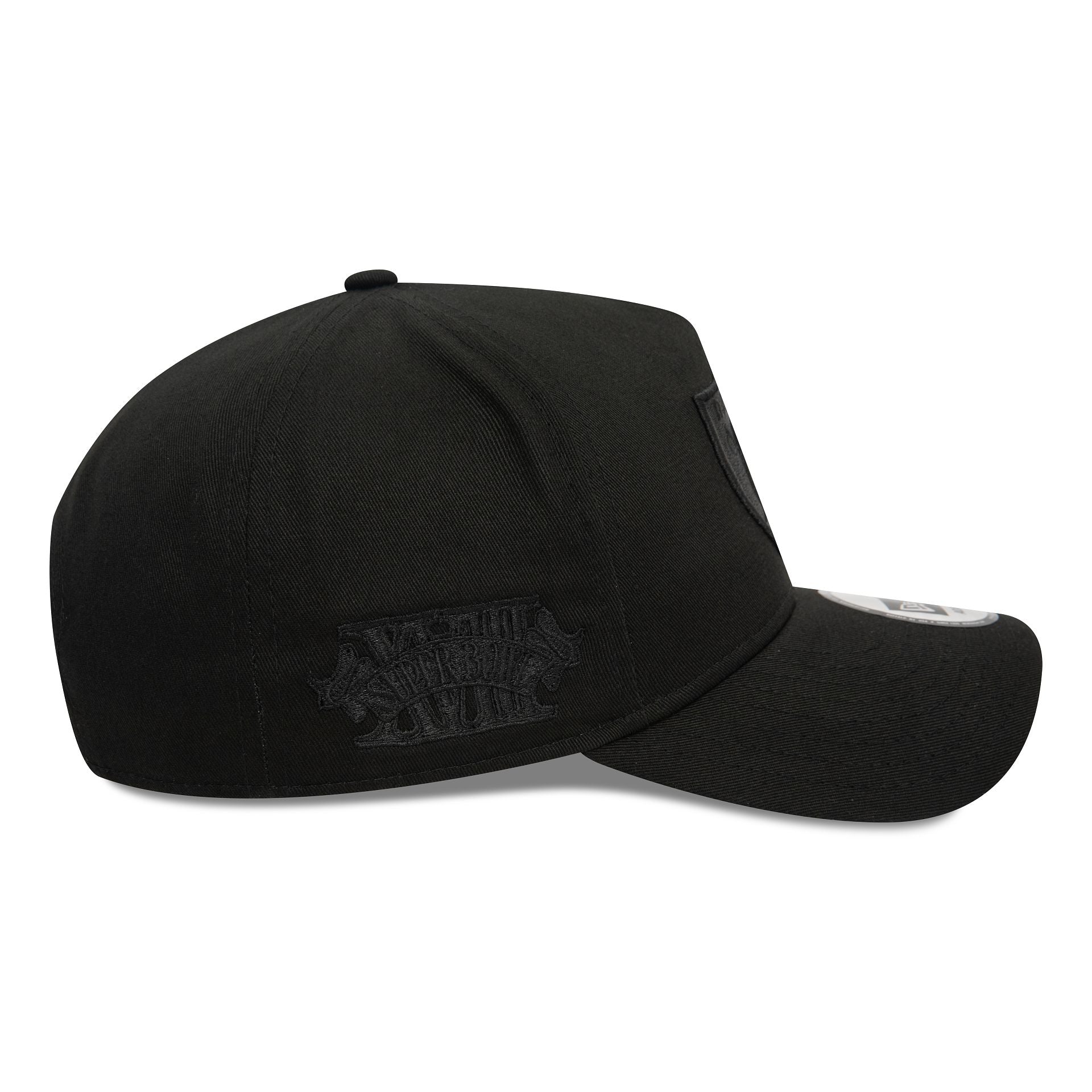 This is a Las Vegas Raiders Monochrome Black 9FORTY E-Frame Adjustable Cap 6