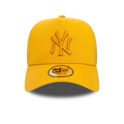 This is a New York Yankees League Essential Dark Yellow 9FORTY E-Frame Adjustable Trucker Cap 2