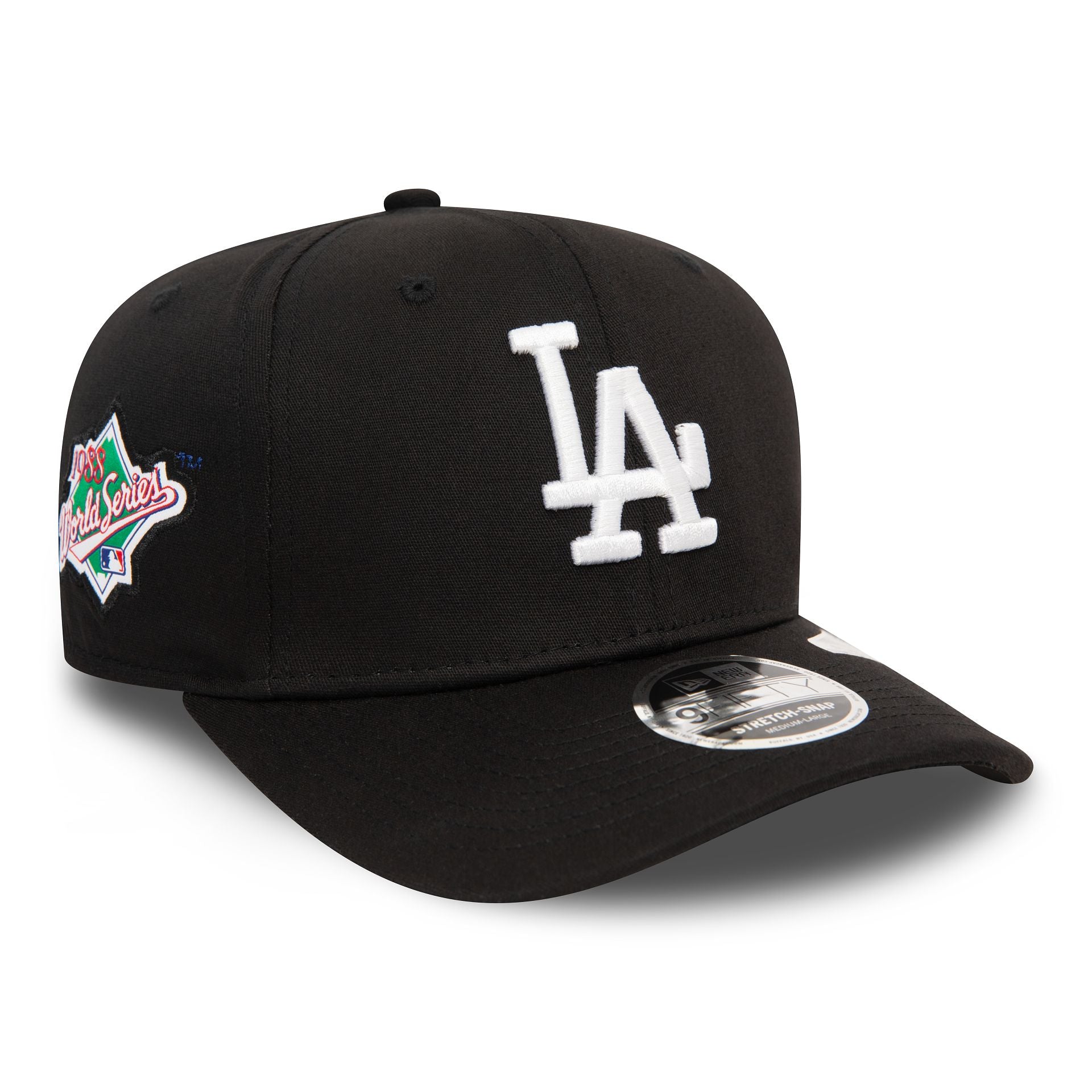 This is a LA Dodgers World Series Black 9FIFTY Stretch Snap Cap 1