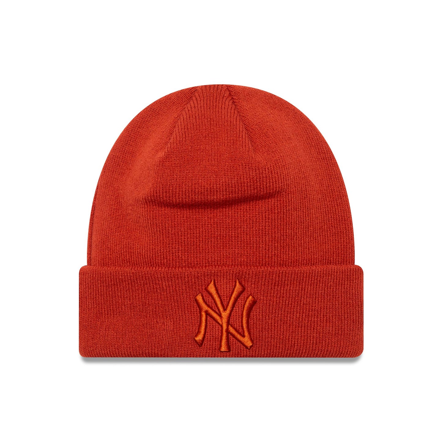 This is a New York Yankees League Essential Dark Orange Cuff Knit Beanie Hat 1