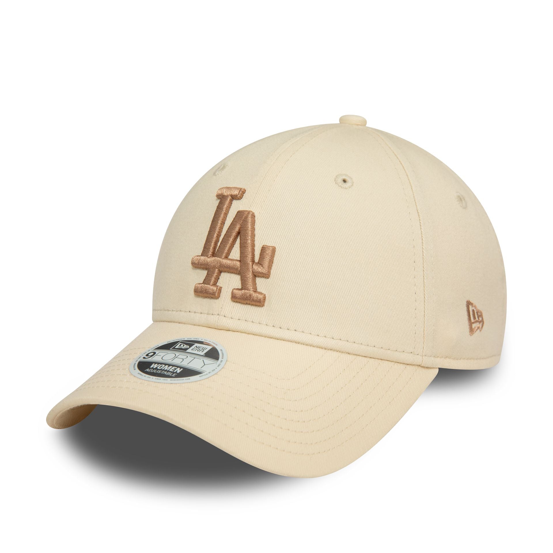 This is a LA Dodgers Womens League Essential Light Beige 9FORTY Adjustable Cap 1