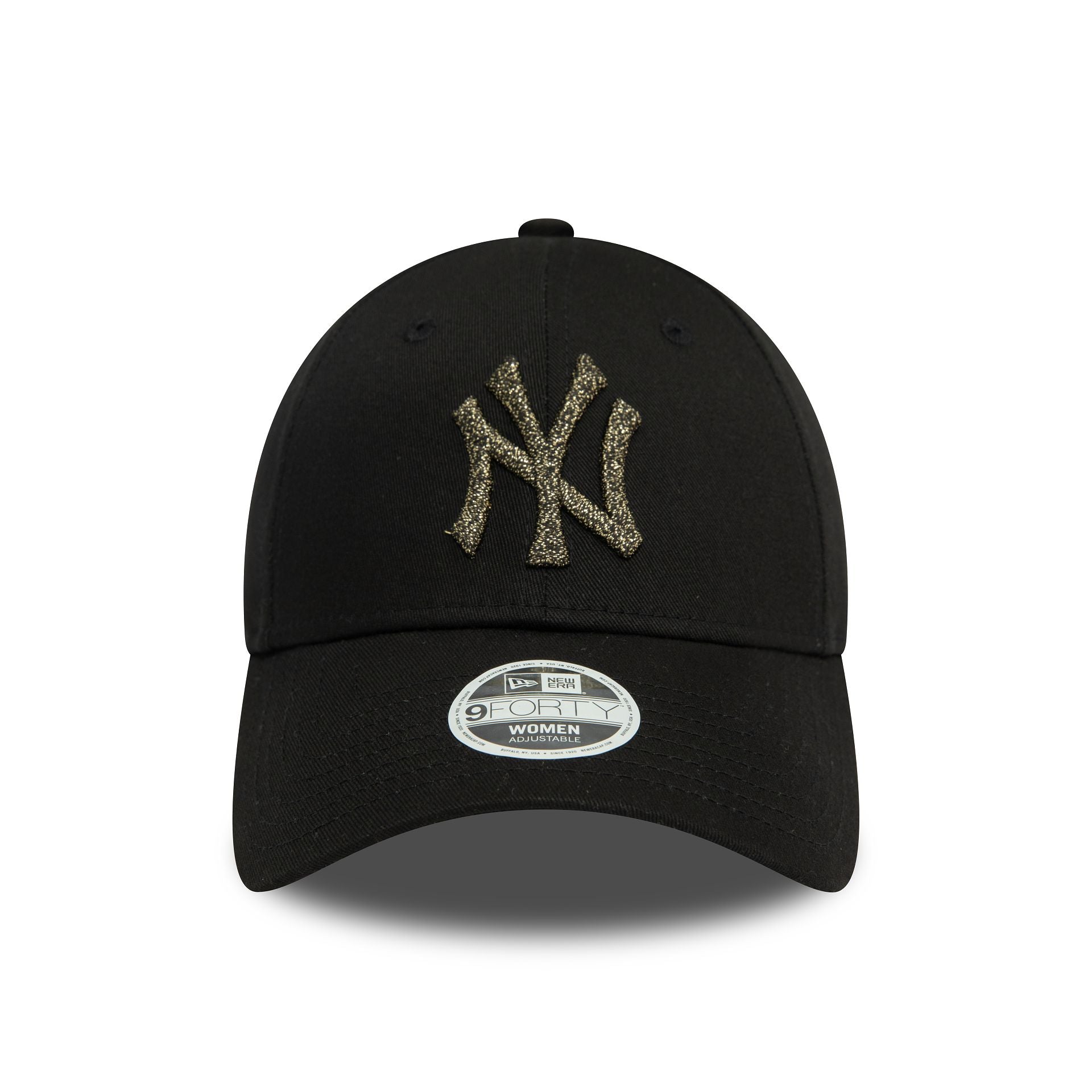 This is a New York Yankees Womens Metallic Logo Black 9FORTY Adjustable Cap 3