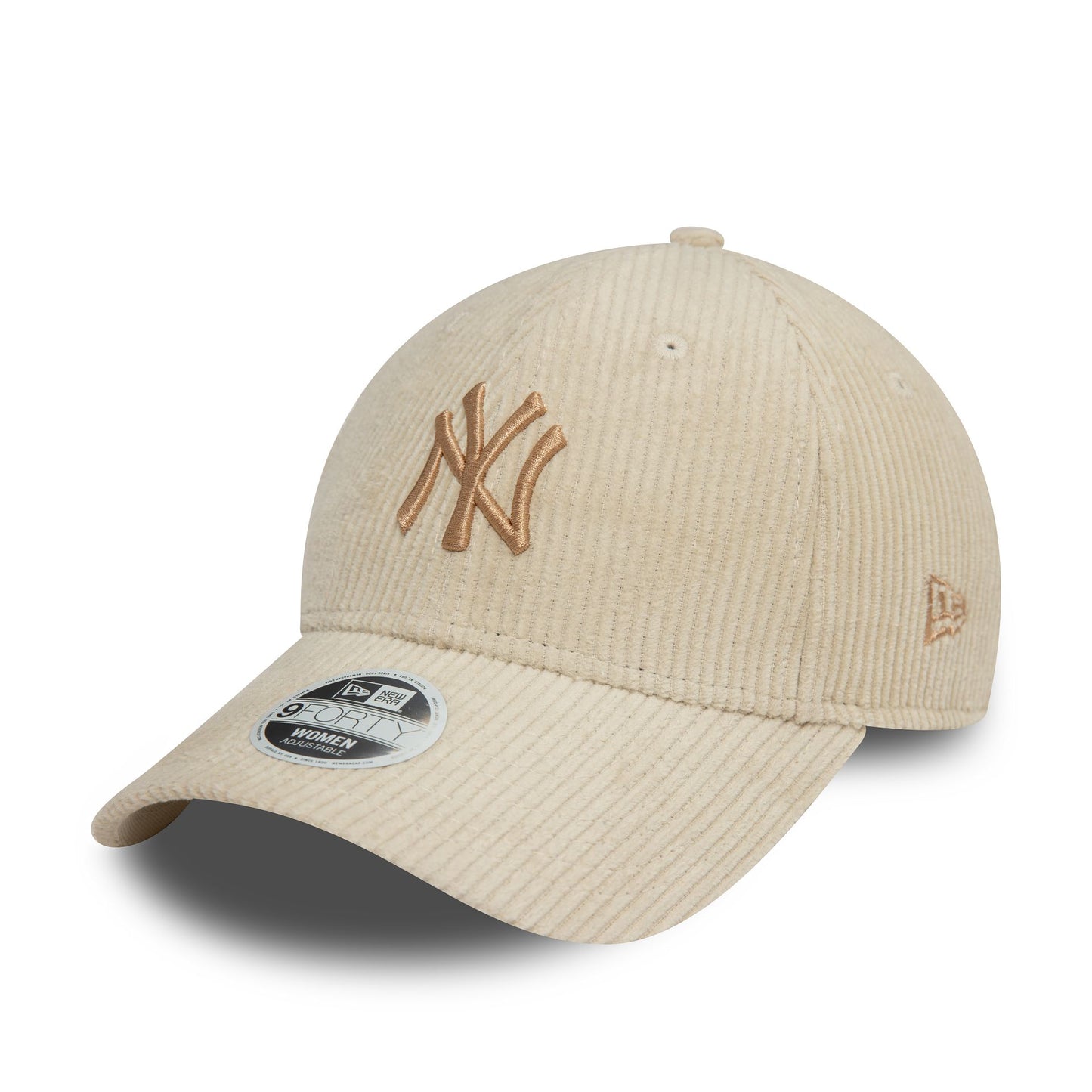 This is a New York Yankees Womens Cord Light Beige 9FORTY Adjustable Cap 1