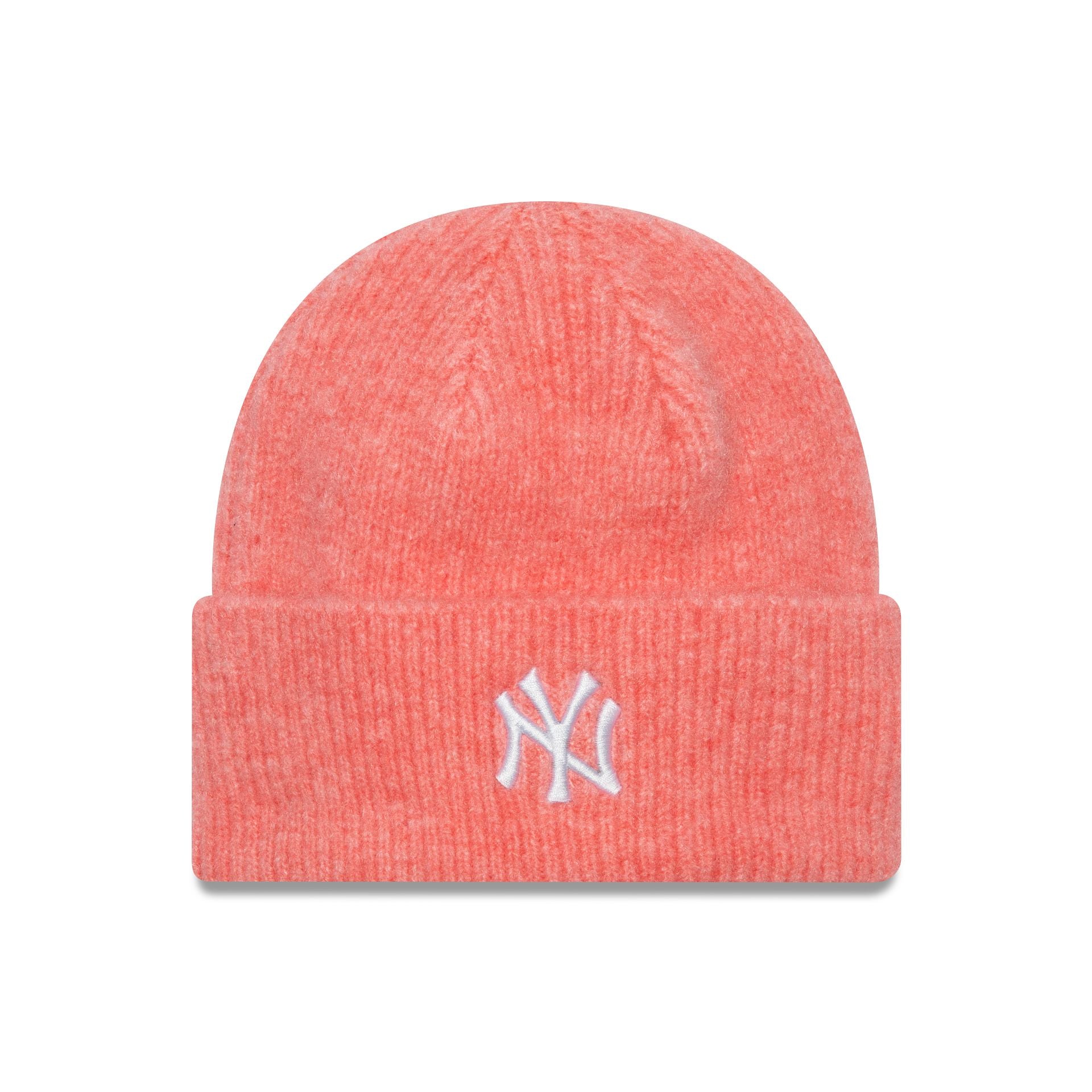 This is a New York Yankees Womens Pastel Pink Wide Cuff Knit Beanie Hat 1